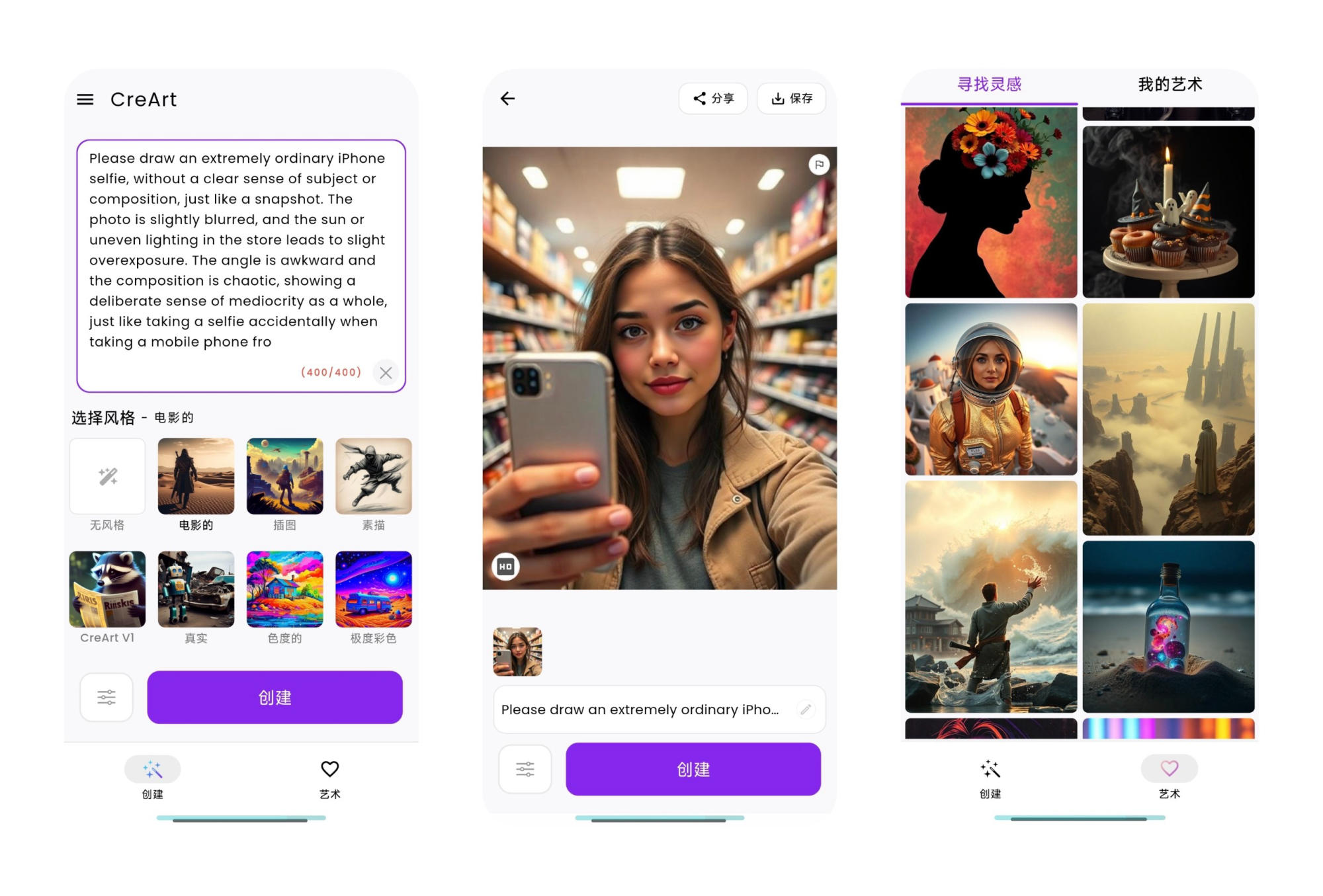 CreArt 2.5.6 Android 免费版 无限AI图片生成工具，将文字描述转化为独特艺术作品，解锁高级版  [39 MB]